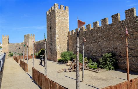walls   fortified montblanc catalonia stock image