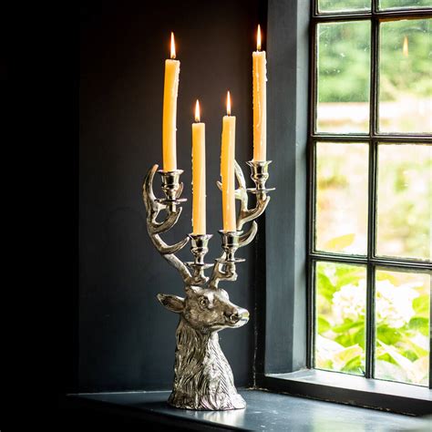 Large Stag Pillar Candle Holder By Marquis And Dawe