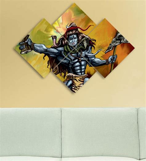 Buy Mdf 4 Panel Lord Shiva Wall Decor By Go Hooked Online Spiritual