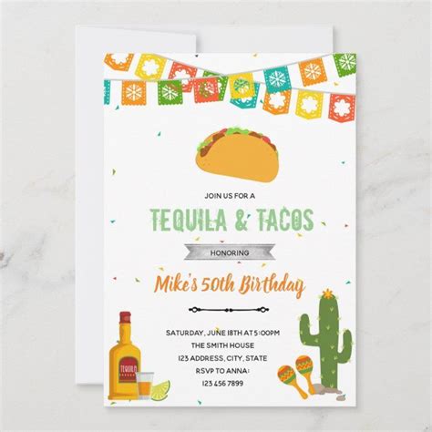 Tequila And Tacos Fiesta Invitation Zazzle Fiesta Invitations