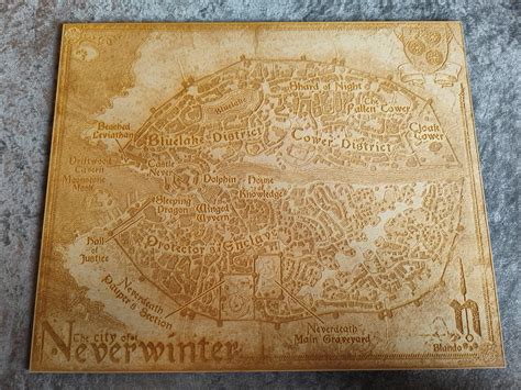 Laser Engraved Neverwinter City Map Neverwinter Online Etsy