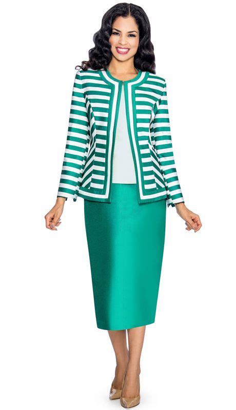 Style Giovanna 1039 Ew 3pc Womens Church Suit With Stripe Pattern