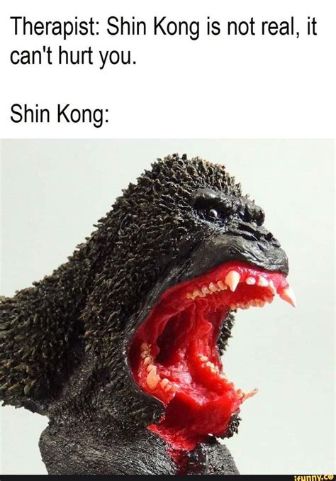 It usually involves a meme where they talk about how big powerful and ferocious godzilla is and saying. Therapist: Shin Kong is not real, it can't hurt you. Shin ...