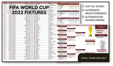 Fifa World Cup 2022 Schedule Template Excel Templates