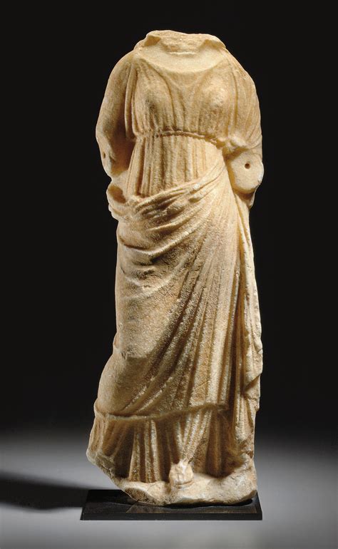 A Greek Marble Draped Female Classical Period Circa 4th Century Bc
