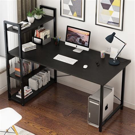 Wehome Computer Study Table Wood And Metal Gaming Table Desk With Shelf