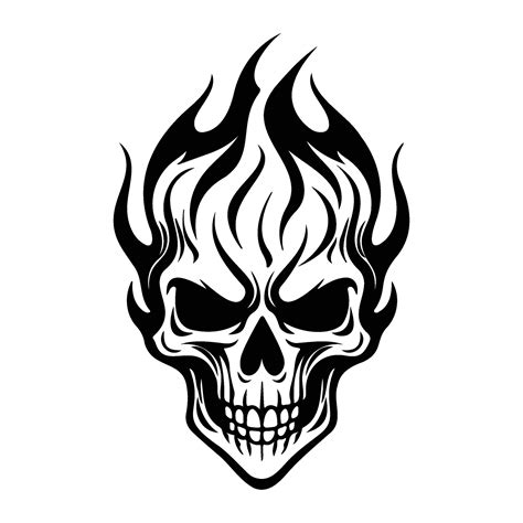 Skull With Flames Burning Skull Fire Skull Icon 26364563 Vector Art