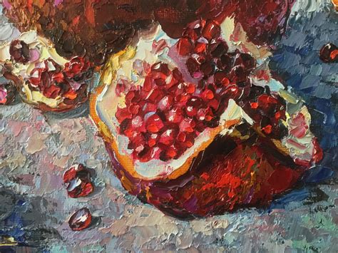 Painting Pomegranate Original Oil Painting Fruit Painting Etsy