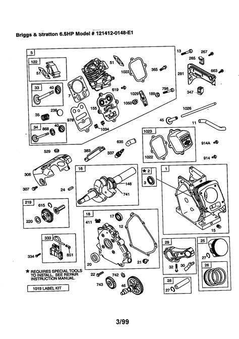 Briggs And Stratton 65 Hp Engine Parts Model 1214120148e1 Sears