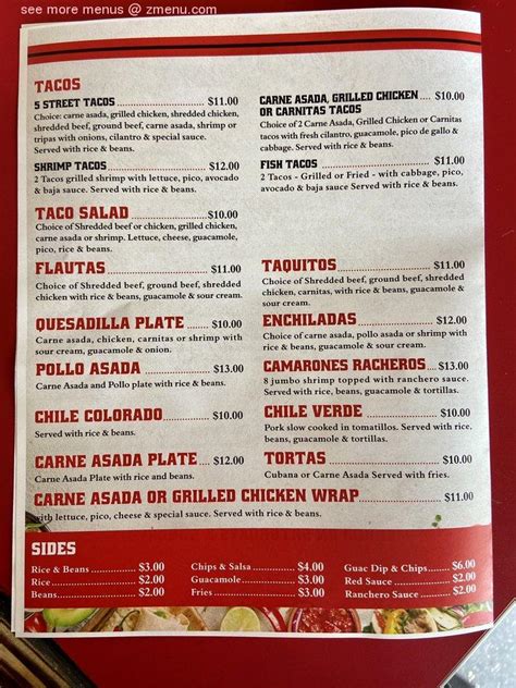 Online Menu Of Dos Amigos Tacos Restaurant Lake Havasu