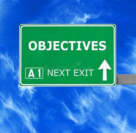Objectives Road Sign Against Clear Blue Sky Stock Image Image Of Road