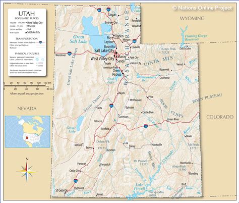 Map Of The State Of Utah Usa Nations Online Project