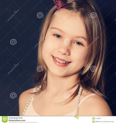Smiling Young Girl On Dark Background Stock Image Image