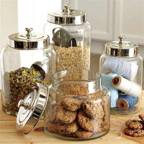 Wood lid glass airtight canister kitchen storage bottles jars food container grains tea coffee beans grains candy jar containers. Glass Canisters | Williams Sonoma