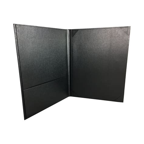Black Linen Paper Invitation Folder With Pockets For Cards Luxury