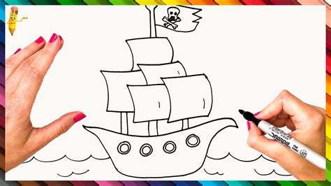 How To Draw A Pirate Ship Step By Step Pirate Ship Drawing Easy