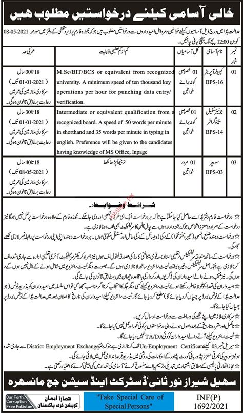 Government jobs for males, females, freshers, students in attock banks, schools, colleges, hospitals? District and Session Judge Mansehra Jobs 2021 April Latest ...