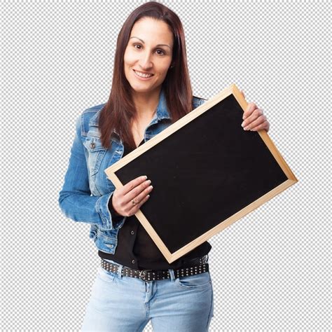 Premium Psd Woman Holding A Chalkboard