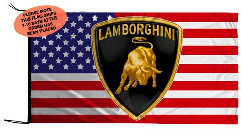 Lamborghini And Usa Flag Landscape Flag Banner 5 X 3 Ft 150 X 90 Cm