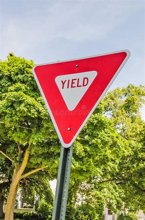 Triangular Sign In Red And White Means Yield Stock Image Image Of