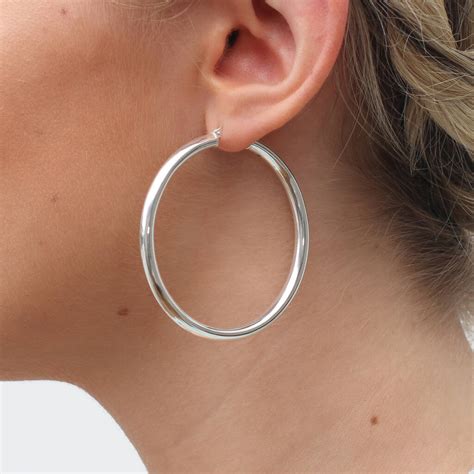Wholesale Online Genuine Sterling Silver Large Hoop Earrings 50mm 60mm