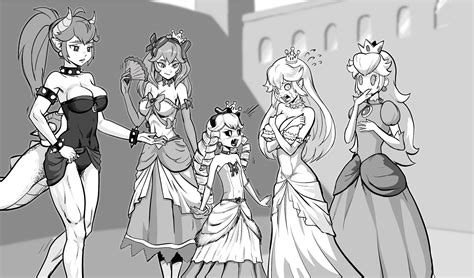 princess peach bowsette princess king boo and bow mario and 4 more drawn by tony kuusisto