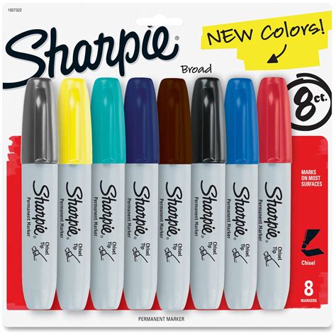 Sharpie Permanent Marker Chisel Tip Assorted Colors Set Of 8