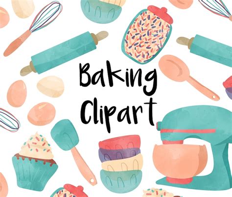 Baking Watercolor Clipart Cooking Clipart Kitchen Clipart Etsy