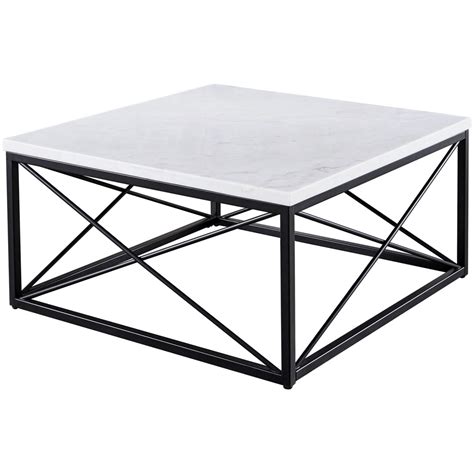Steve Silver Skyler 1345004 Contemporary White Marble Top Square Cocktail Table Dunk And Bright