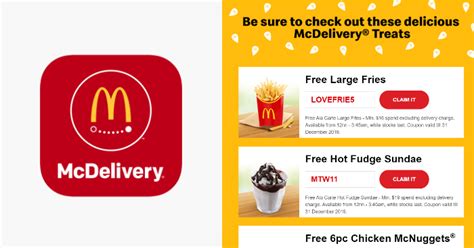 Select your choice of burgers, wraps. 26-31 Dec 2019: Mcdonald's McDelivery Promo Codes ...