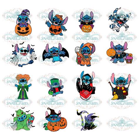 Funny Stitch Halloween Character Bundle SVG Cutting Digital Files