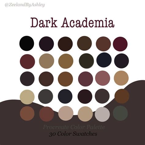 Dark Academia Inspired Procreate Color Palette 30 Swatches Etsy