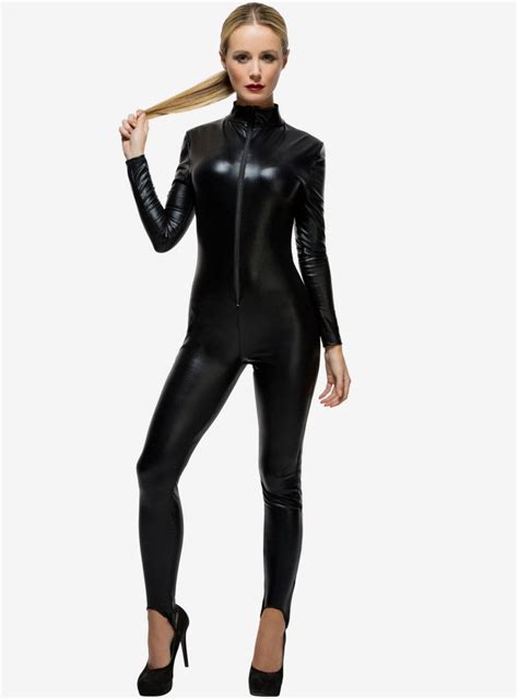 Zip Up Stirrup Catsuit In 2022 Black Catsuit Catsuit Costume Catsuit