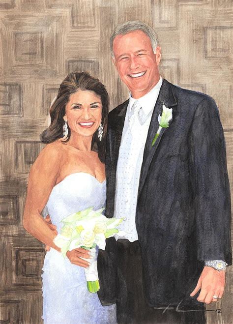 Husband And Wife Watercolor Portrait Drawing By Mike Theuer Watercolor