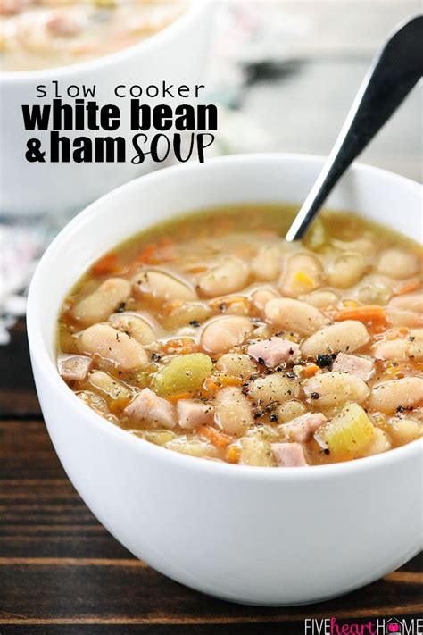 Everybody understands the stuggle of getting dinner on the table after a long day. Slow Cooker White Bean and Ham Soup ~ a hearty, wholesome ...