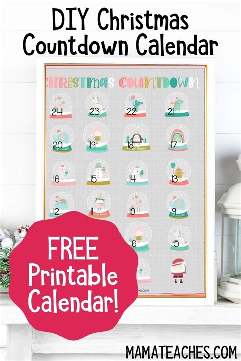Free Christmas Countdown Calendar Calendar Printable Mama Teaches