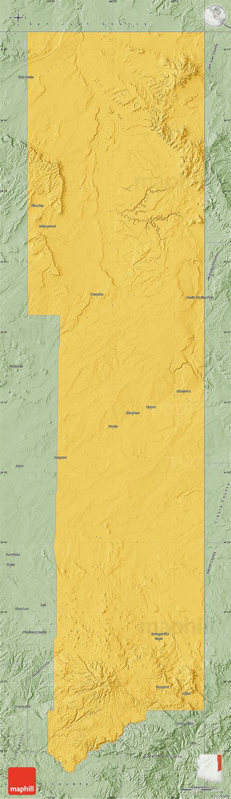 Savanna Style Map Of Apache County