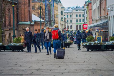 Oslo Norway March 26 2018 Outdoor View Of People Walking In The