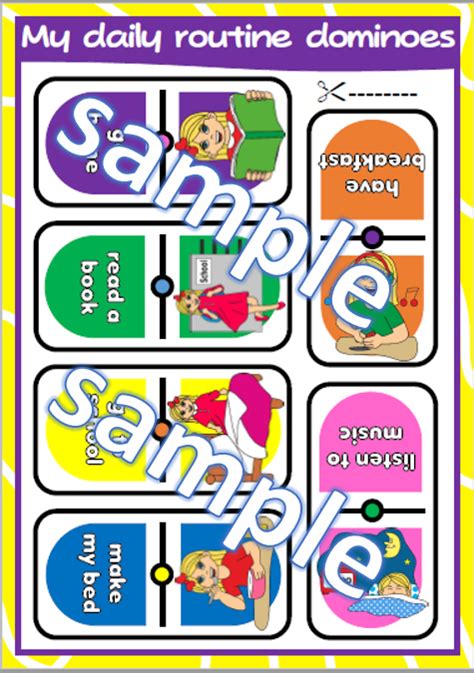 Daily Routines Domino 30 Cards Worksheet Free Esl