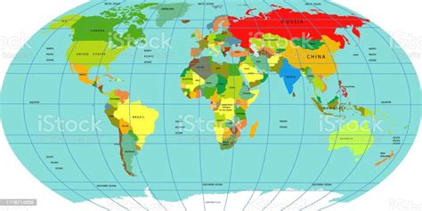 Ilustración De Mapa Vectorial Del Mundo Un Mapa Político Del Mundo Y