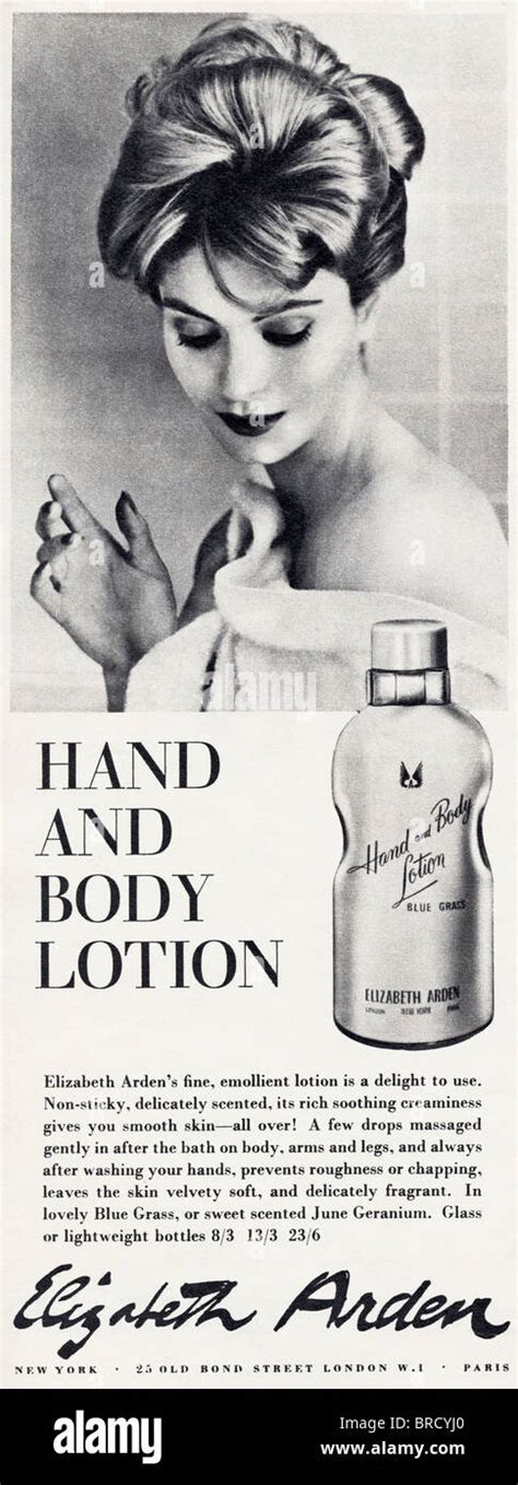 Classic Black And White Advert For Elizabeth Arden Hand And Body Lotion