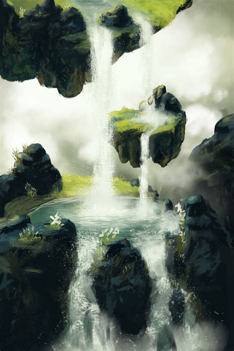 Artstation Waterfall And Floating Island Nathanael M Fantasy