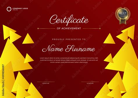 Modern Red Certificate Template And Border For Award Diploma And