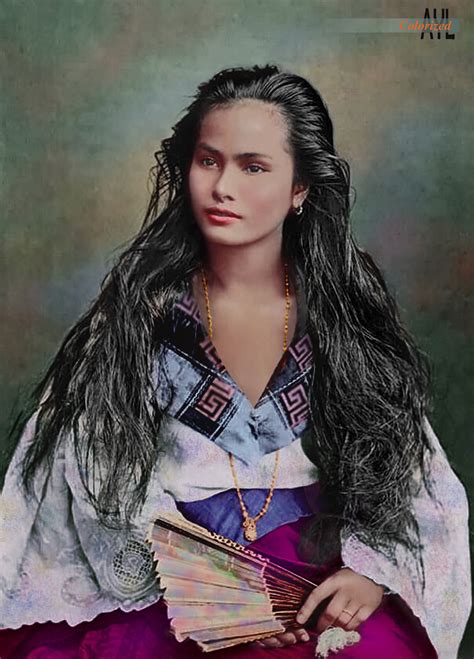 colorized portrait of a filipina mestiza from a photo by francisco van camp she is wearing a