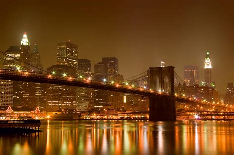 Brooklyn Bridge And Downtown Manhattan At Night By Val Tourchin Photo