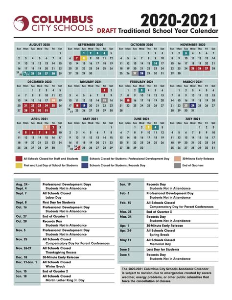 Columbus City Schools Calendar 2020 2021 Compassglop