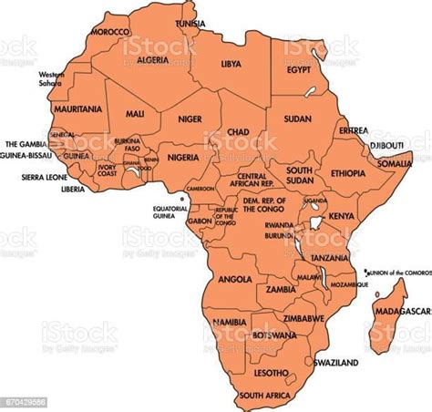 Mappa Dellafrica Con Tutti I Paesi Immagini Vettoriali Stock E Altre Immagini Di Carta
