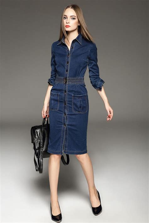 ue1r99 u element women s front button fitted long sleeve denim shirtdress 1 denim midi dress