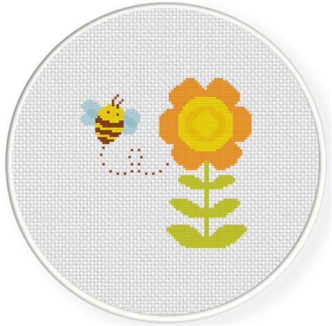 Bee And Flower Cross Stitch Pattern Daily Cross Stitch
