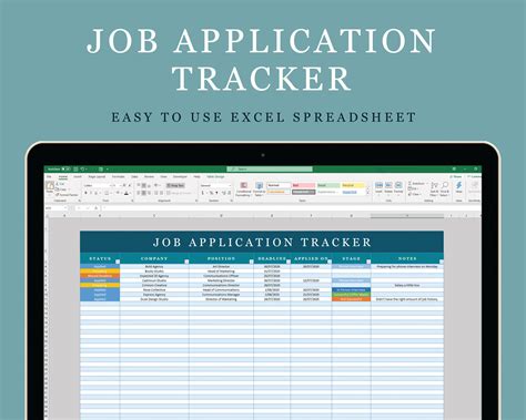 Job Application Tracker Excel Spreadsheet Digital Download Etsy